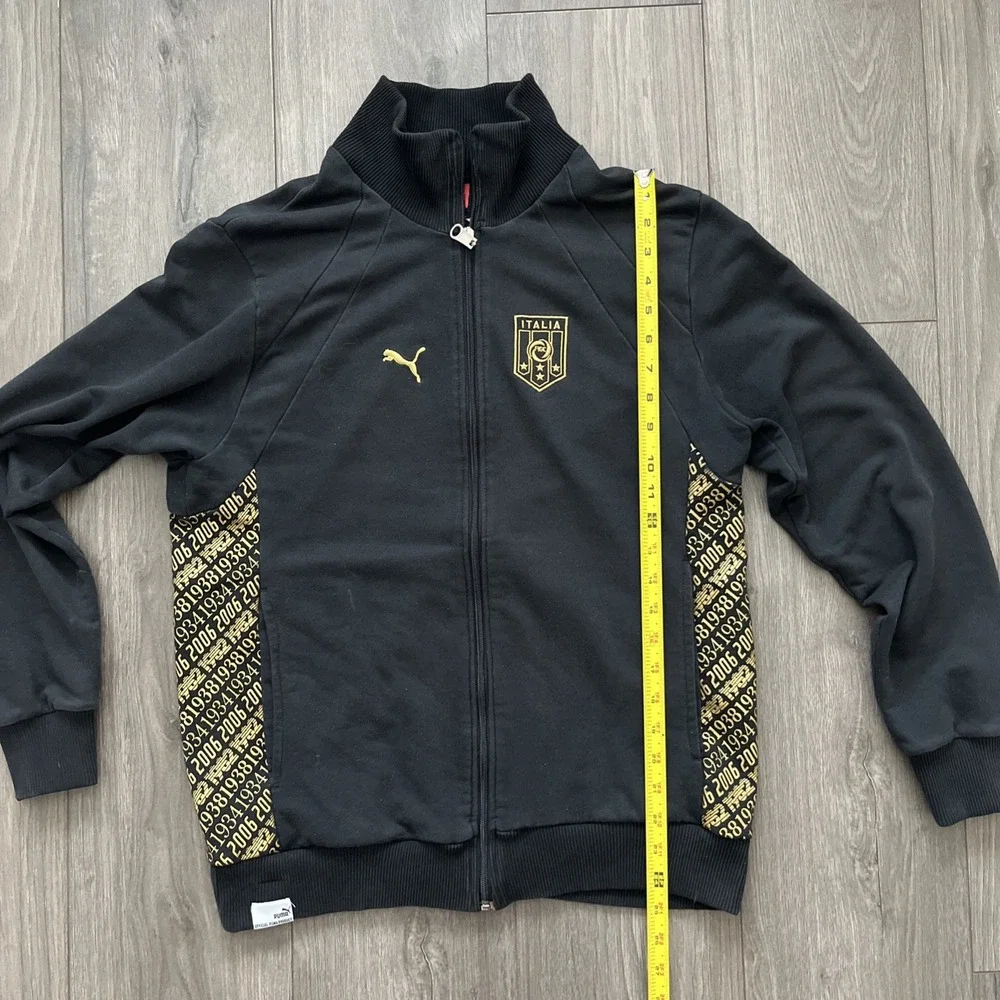 Puma Italia FIGC Full Zip Jacket Mens S Black Gold